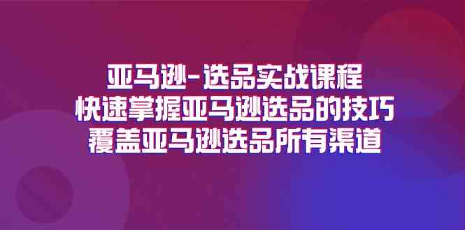 亚马逊选品实战课程，快速掌握亚马逊选品的技巧，覆盖亚马逊选品所有渠道-占领资源网