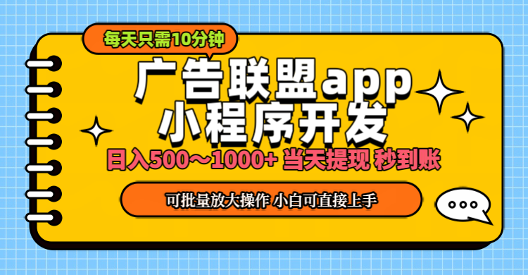 （11645期）小程序开发 广告赚钱 日入500~1000+ 小白轻松上手！-占领资源网