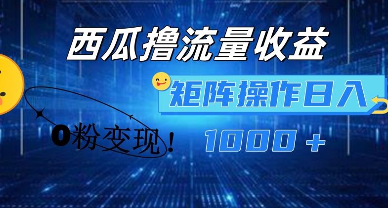 西瓜视频撸流量，简单上手，0粉变现矩阵操作，日入1000+【揭秘】-占领资源网