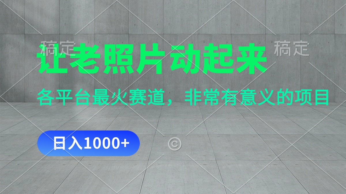 （11671期）让老照片动起来，一天变现1000+，各平台最火赛道，看完就会-占领资源网