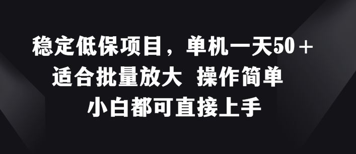 稳定低保项目，单机一天50+适合批量放大 操作简单 小白都可直接上手【揭秘】-占领资源网