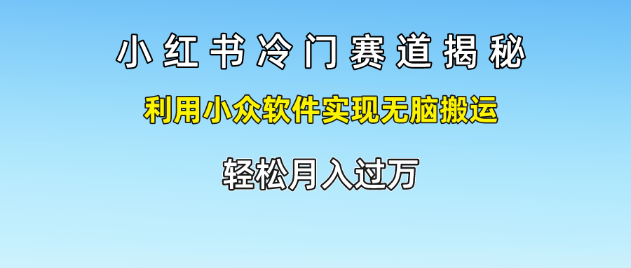 小红书冷门赛道揭秘,利用小众软件实现无脑搬运，轻松月入过万-占领资源网