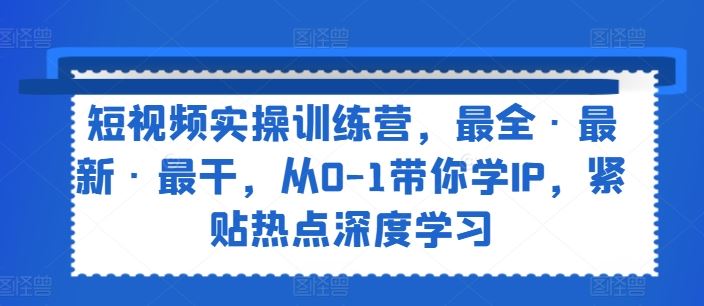 短视频实操训练营，最全·最新·最干，从0-1带你学IP，紧贴热点深度学习-占领资源网