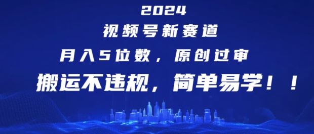 2024视频号新赛道，月入5位数+，原创过审，搬运不违规，简单易学【揭秘】-占领资源网