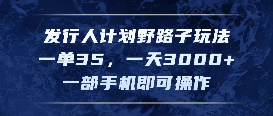 （11750期）发行人计划野路子玩法，一单35，一天3000+，一部手机即可操作-占领资源网