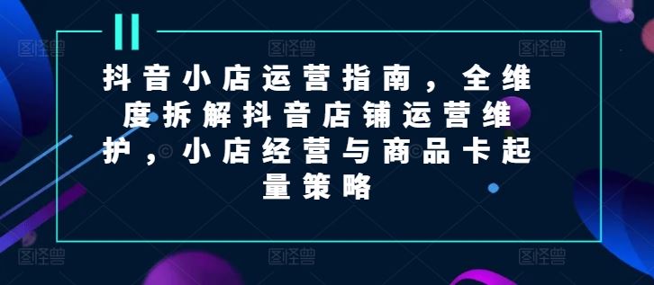 抖音小店运营指南，全维度拆解抖音店铺运营维护，小店经营与商品卡起量策略-占领资源网