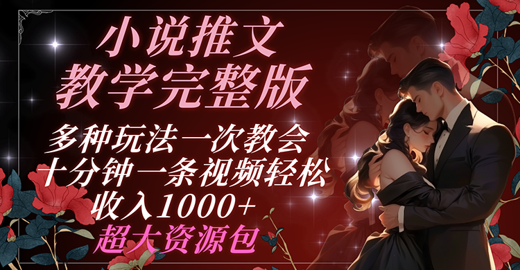 小说推文教学完整版 多种玩法一次教会 十分钟一条视频轻松收入1000+ 超大资源包-占领资源网