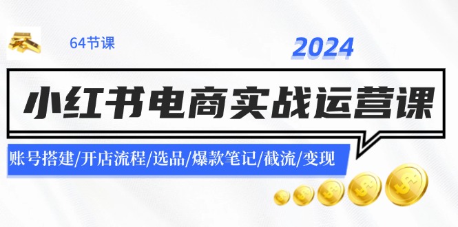 （11827期）2024小红书电商实战运营课：账号搭建/开店流程/选品/爆款笔记/截流/变现-占领资源网