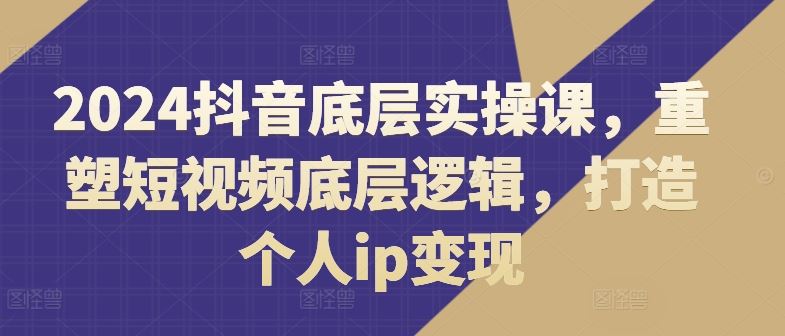 2024抖音底层实操课，​重塑短视频底层逻辑，打造个人ip变现-占领资源网