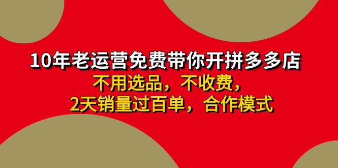 （11853期）拼多多 最新合作开店日收4000+两天销量过百单，无学费、老运营代操作、…-占领资源网