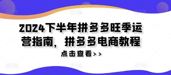 2024下半年拼多多旺季运营指南，拼多多电商教程-占领资源网