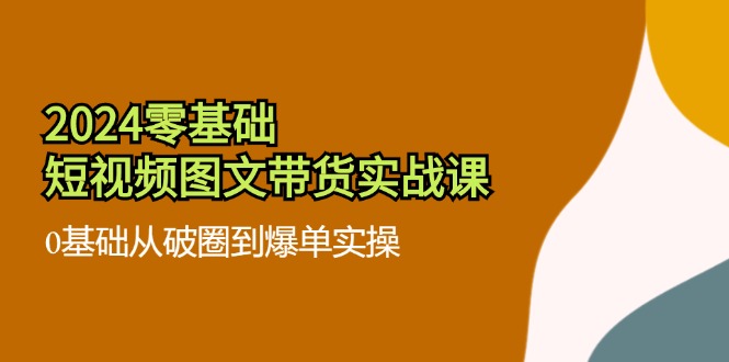 2024零基础短视频图文带货实战课：0基础从破圈到爆单实操（36节）-占领资源网