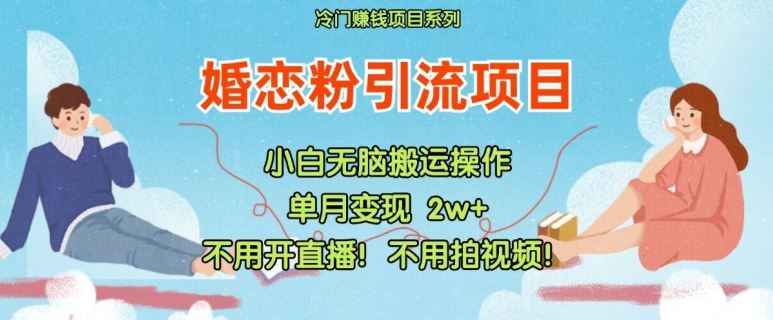 小红书婚恋粉引流，不用开直播，不用拍视频，不用做交付【揭秘】-占领资源网