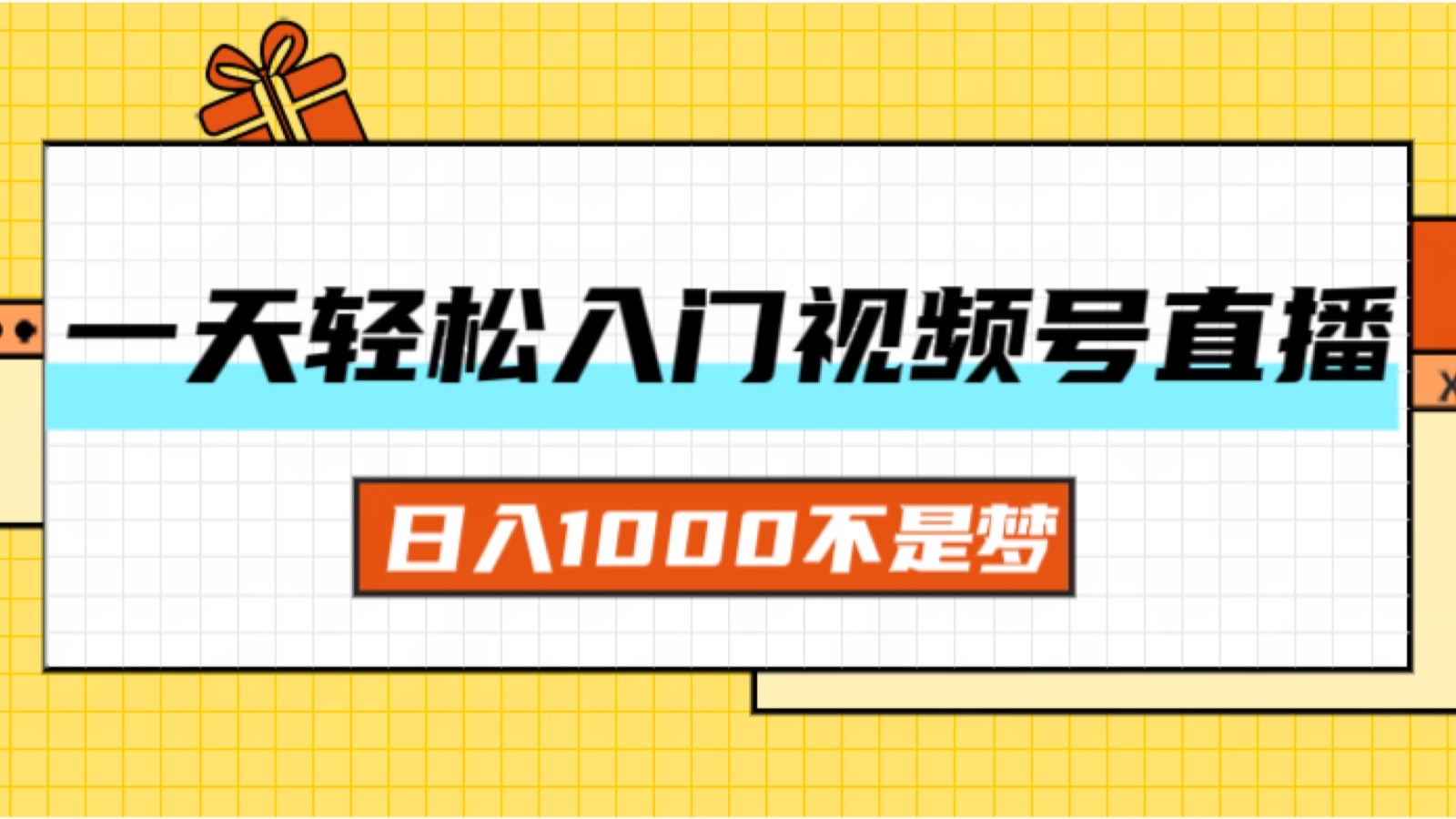 （11906期）一天入门视频号直播带货，日入1000不是梦-占领资源网