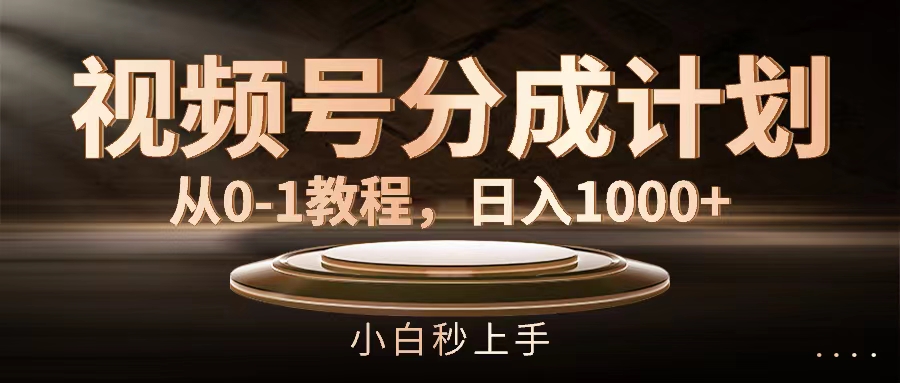 （11931期）视频号分成计划，从0-1教程，日入1000+-占领资源网