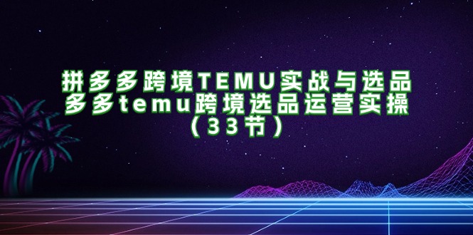 （11934期）拼多多跨境TEMU实战与选品，多多temu跨境选品运营实操（33节）-占领资源网