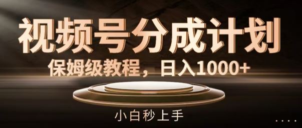 视频号分成计划保姆级教程，日入1K，小白秒上手【揭秘】-占领资源网