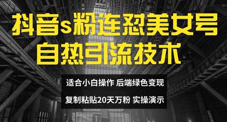抖音s粉连怼美女号自热引流技术复制粘贴，20天万粉账号，无需实名制，矩阵操作【揭秘】-占领资源网