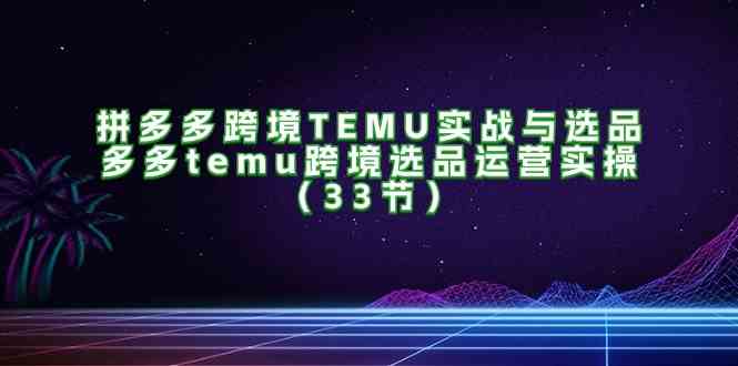 拼多多跨境TEMU实战与选品，多多temu跨境选品运营实操（33节）-占领资源网