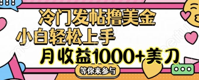 冷门发帖撸美金项目，月收益1000+美金，简单无脑，干就完了【揭秘】-占领资源网