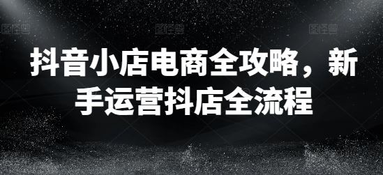 抖音小店电商全攻略，新手运营抖店全流程-占领资源网