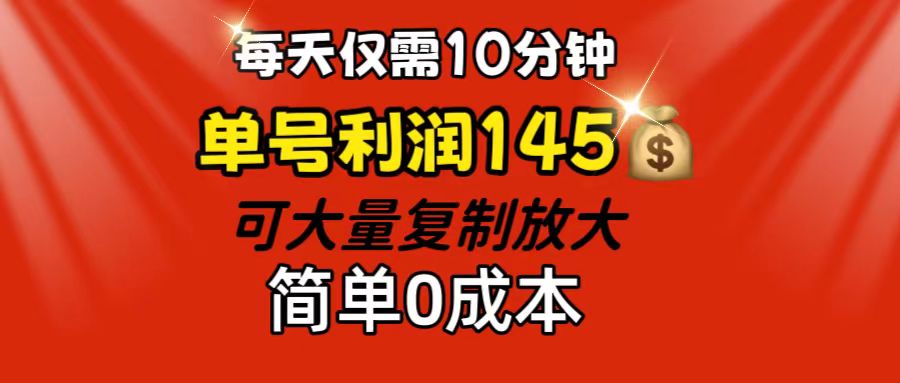 （12027期）每天仅需10分钟，单号利润145 可复制放大 简单0成本-占领资源网