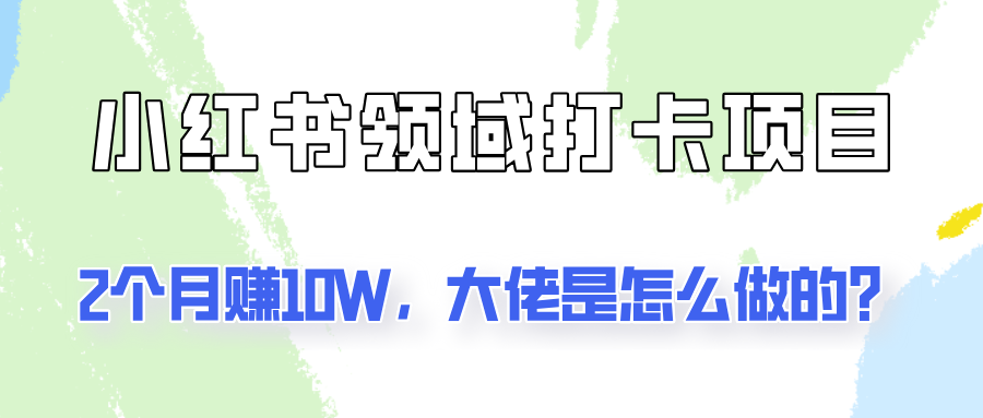 通过小红书领域打卡项目2个月赚10W，大佬是怎么做的？-占领资源网
