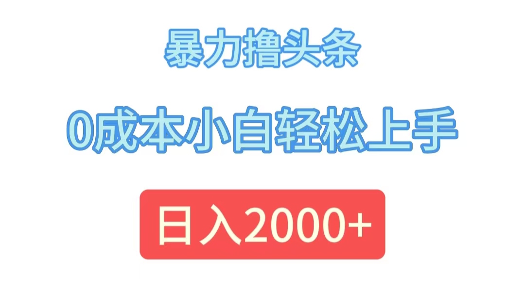 （12068期）暴力撸头条，0成本小白轻松上手，日入2000+-占领资源网
