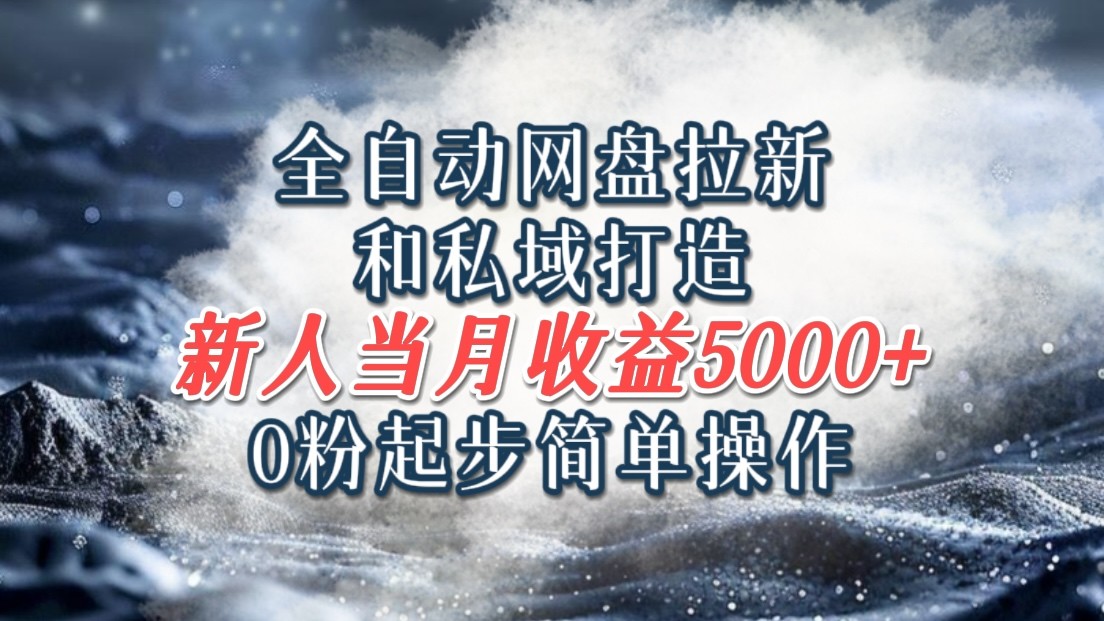 全自动网盘拉新和私域打造，0粉起步简单操作，新人入门当月收益5000以上-占领资源网