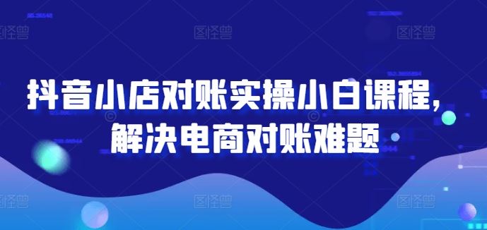 抖音小店对账实操小白课程，解决电商对账难题-占领资源网
