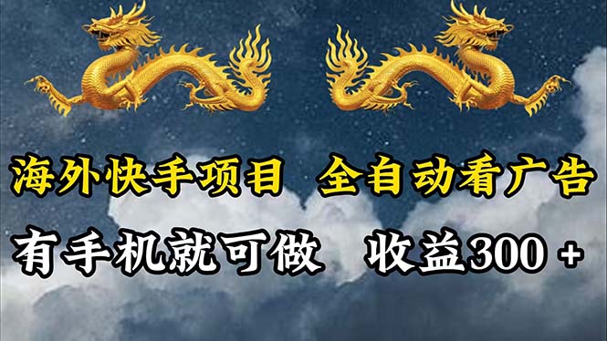 （12175期）海外快手项目，利用工具全自动看广告，每天轻松 300+-占领资源网