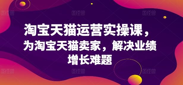 淘宝天猫运营实操课，为淘宝天猫卖家，解决业绩增长难题-占领资源网