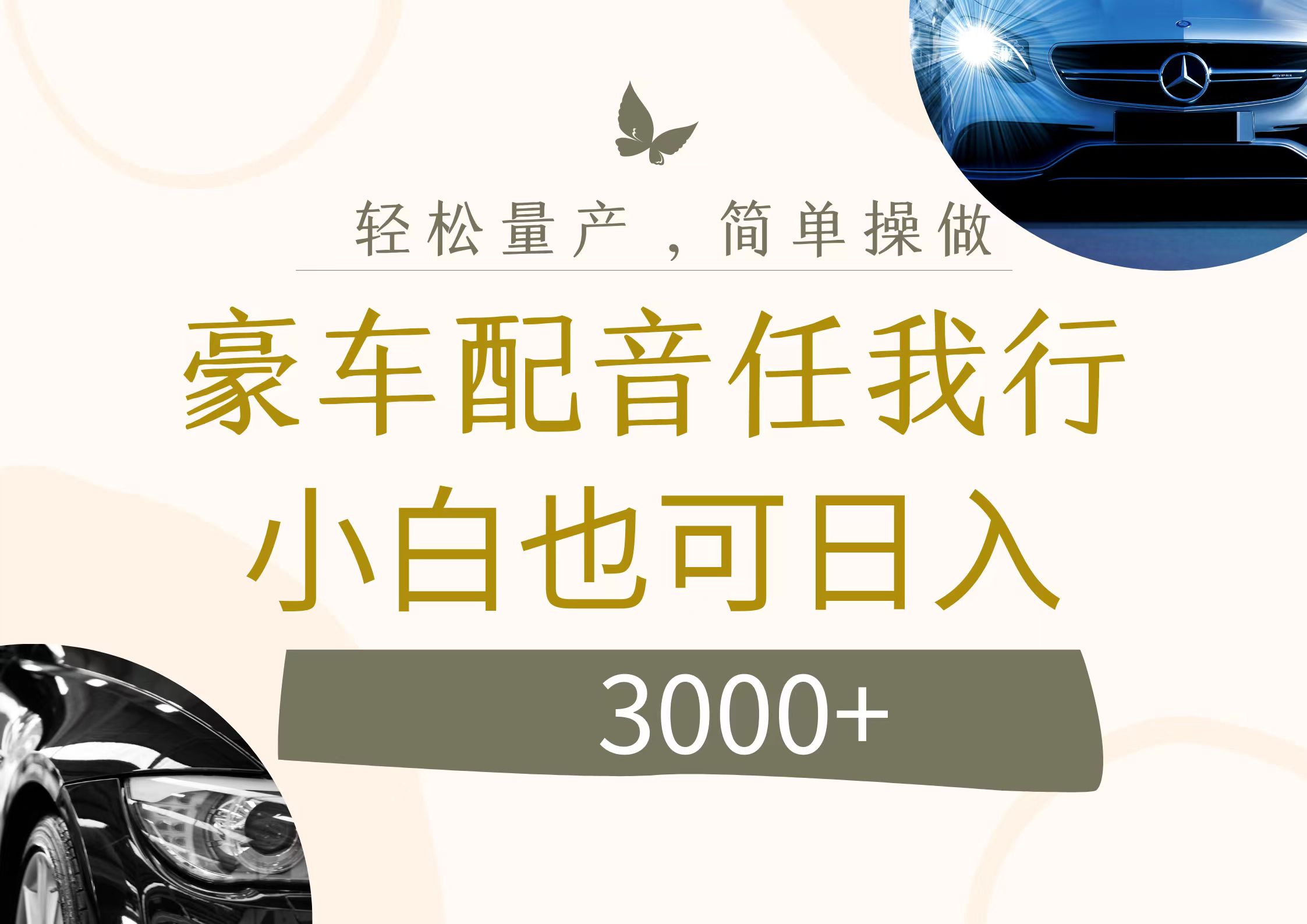 （12206期）不为人知的暴力小项目，豪车配音，日入3000+-占领资源网