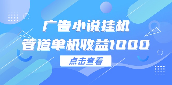 （12198期）广告小说挂机管道单机收益1000+-占领资源网