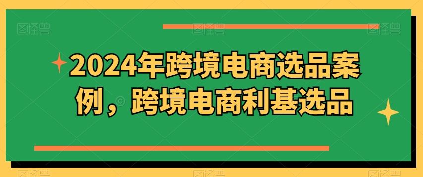 2024年跨境电商选品案例，跨境电商利基选品（更新）-占领资源网