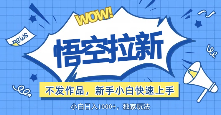 （12243期）悟空拉新最新玩法，无需作品暴力出单，小白快速上手-占领资源网