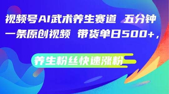 视频号AI武术养生赛道，五分钟一条原创视频，带货单日几张，养生粉丝快速涨粉【揭秘】-占领资源网