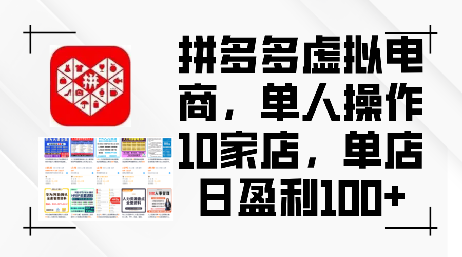 （12267期）拼多多虚拟电商，单人操作10家店，单店日盈利100+-占领资源网