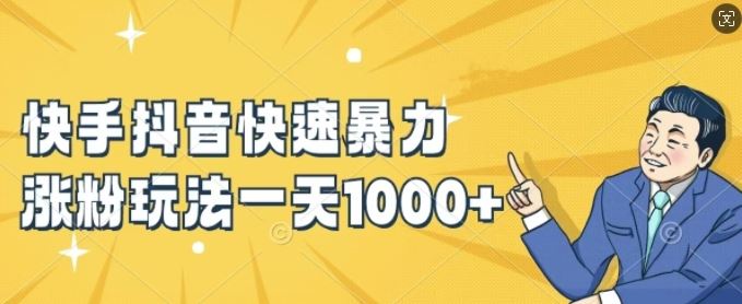 快手抖音快速暴力涨粉玩法，新手小白也能学会，一天1k+【揭秘】-占领资源网