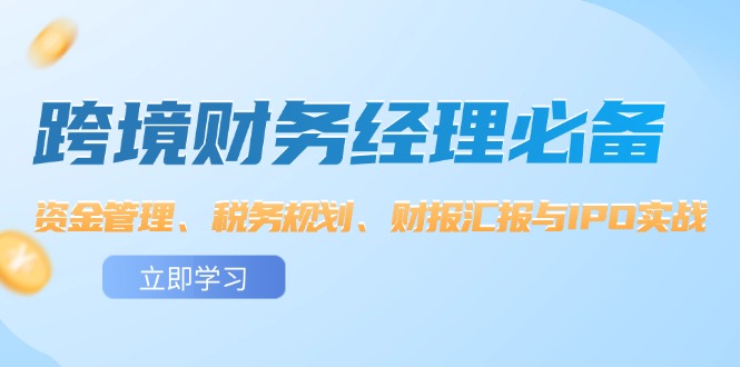 （12323期）跨境 财务经理必备：资金管理、税务规划、财报汇报与IPO实战-占领资源网