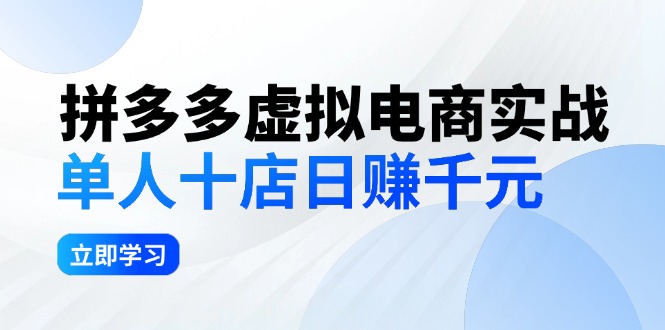（12326期）拼多多虚拟电商实战：单人10店日赚千元，深耕老项目，稳定盈利不求风口-占领资源网