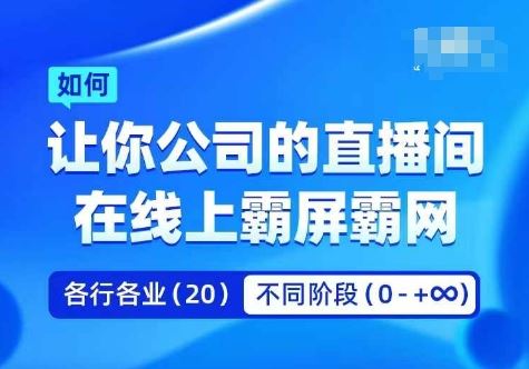 企业矩阵直播霸屏实操课，让你公司的直播间在线上霸屏霸网-占领资源网