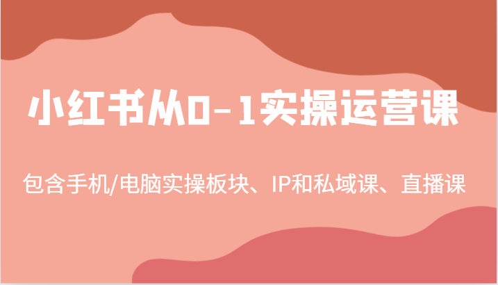 小红书从0-1实操运营课，包含手机/电脑实操板块、IP和私域课、直播课（97节）-占领资源网