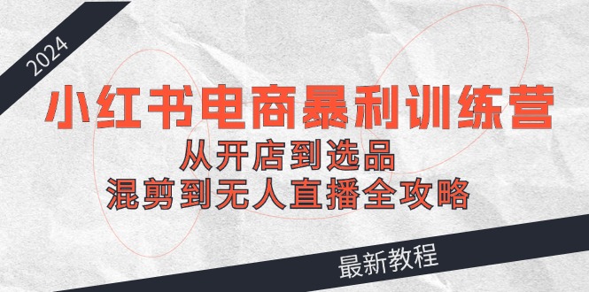 2024小红书电商暴利训练营：从开店到选品，混剪到无人直播全攻略-占领资源网