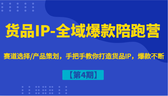 货品IP-全域爆款陪跑营【第4期】赛道选择/产品策划，手把手教你打造货品IP，爆款不断-占领资源网