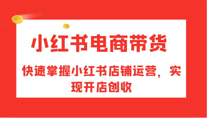 小红书电商带货，快速掌握小红书店铺运营，实现开店创收-占领资源网