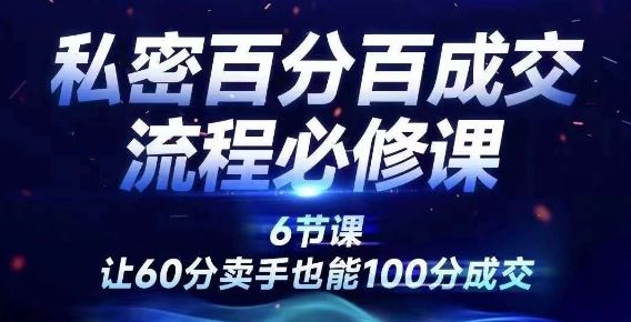私密百分百成交流程线上训练营，绝对成交，让60分卖手也能100分成交-占领资源网