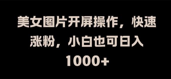 美女图片开屏操作，快速涨粉，小白也可日入1k【揭秘】-占领资源网