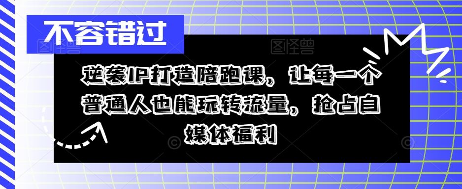 逆袭IP打造陪跑课，让每一个普通人也能玩转流量，抢占自媒体福利-占领资源网