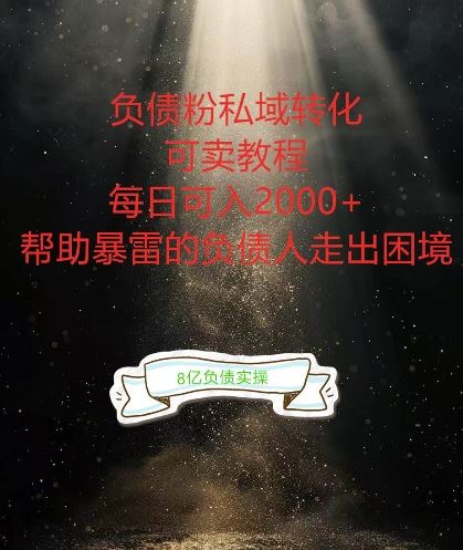 负债粉掘金计划，帮助负债者解决问题，债务规划，债务重组，最好的变现方式【揭秘】-占领资源网